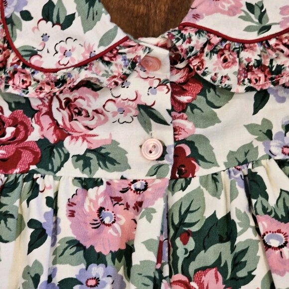 2 Vintage 90s Girls 18 Month 2T Floral Party Dresses Layered‎ Pink Collar Formal - Picture 13 of 14